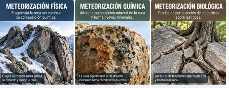 tipos de meteorizacion geologica 